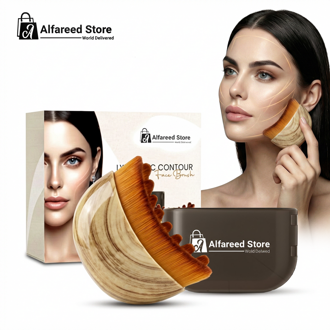 Lymphatic Contour Face Brush with travel case and model